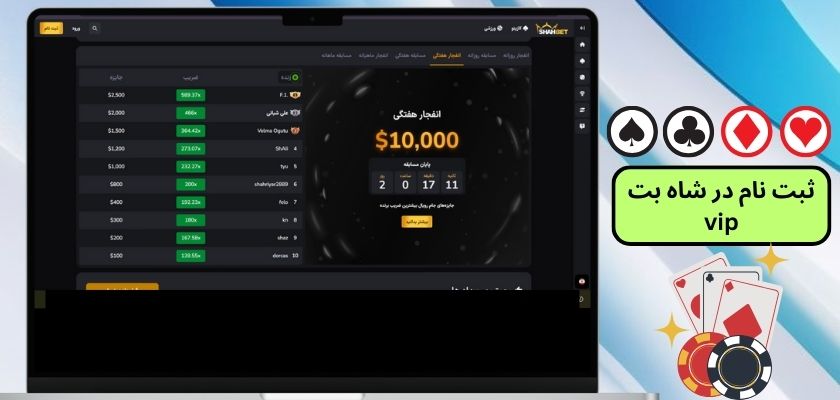 ثبت نام در شاه بت vip
