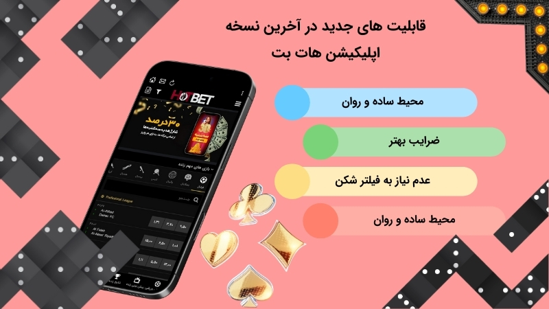 آپشن های تازه افزوده شده به اپلیکیشن هات بت